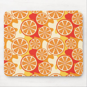 Retro Orange Citrus Pattern Mouse Mat