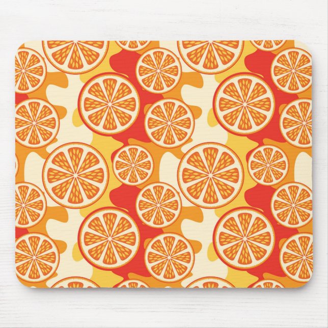 Retro Orange Citrus Pattern Mouse Mat (Front)