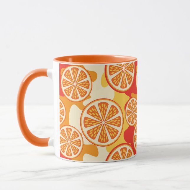 Retro Orange Citrus Pattern Mug (Left)