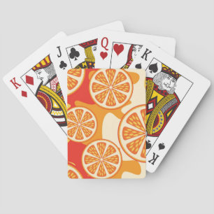 Retro Orange Citrus Pattern Playing Cards