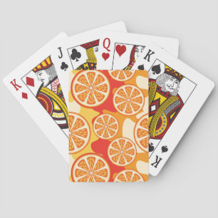 Retro Orange Citrus Pattern Playing Cards