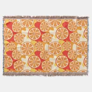 Retro Orange Citrus Pattern Throw Blanket