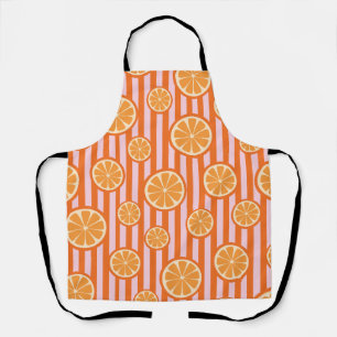 Retro Orange Citrus Slices Seamless Pattern Apron