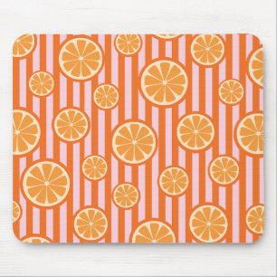 Retro Orange Citrus Slices Seamless Pattern Mouse Mat