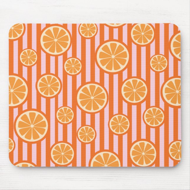 Retro Orange Citrus Slices Seamless Pattern Mouse Mat (Front)