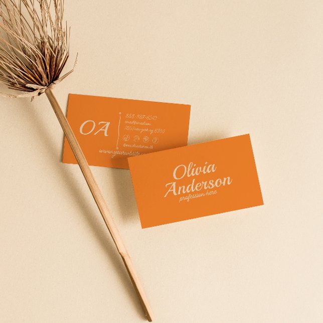 Retro Orange Colourful  Bold Groovy Cute Unique Business Card (Creator Uploaded)