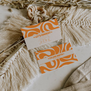 Retro Orange Cream 70s Boho Groovy Funky Trendy Business Card