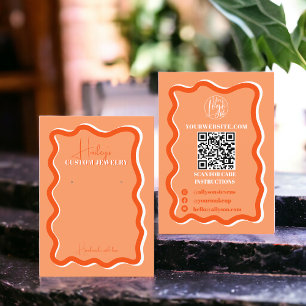 Retro orange curve squiggle wavy jewellery display business card
