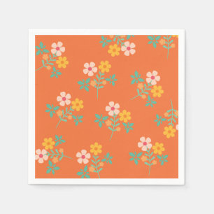 Retro Orange Daisy Bouquet Pattern  Napkin