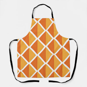 Retro Orange Diamond Harlequin Pattern Apron