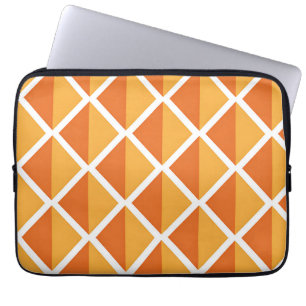 Retro Orange Diamond Harlequin Pattern Laptop Sleeve