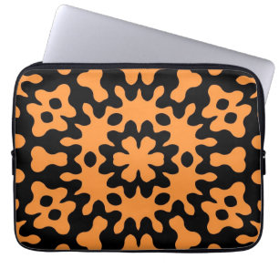 Retro Orange Floral Abstract Art Laptop Sleeves