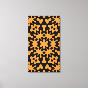 Retro Orange Floral Abstract Art  Wrapped Canvas