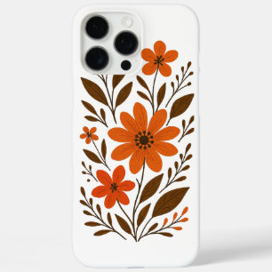 Retro Orange Floral Pattern iPhone 16 Pro Max Case