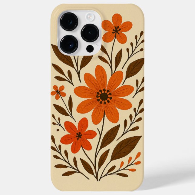 Retro Orange Floral Pattern Case-Mate iPhone Case (Back)