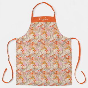 Retro Orange Floral Personalised Apron