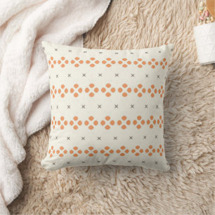 Retro Orange Geometric Dot Pattern Cushion