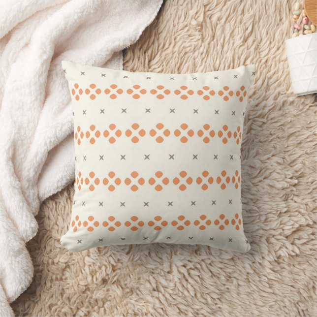 Retro Orange Geometric Dot Pattern Cushion (Blanket)