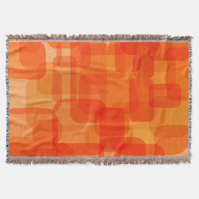 Retro Orange Geometric Pattern Mid Century Modern Throw Blanket (Front)