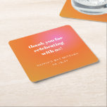 Retro Orange Gradient Bat Mitzvah Custom Thank You Square Paper Coaster<br><div class="desc">Retro Orange Pink Gradient Unique Bat Mitzvah Custom Thank You Paper Coaster</div>