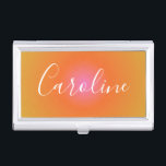 Retro Orange Gradient | Personalised Script Name   Business Card Holder<br><div class="desc">Retro Orange Gradient | Personalised Script Name Business Card Case</div>