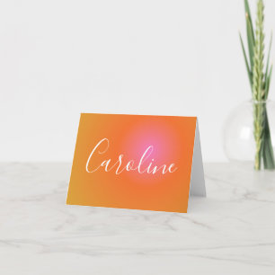 Retro Orange Gradient   Personalised Script Name   Note Card