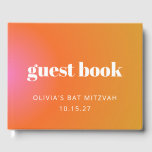 Retro Orange Gradient Unique Bat Mitzvah Custom  Guest Book<br><div class="desc">Retro Orange Pink Gradient Unique Bat Mitzvah Custom Thank You Guest Book</div>