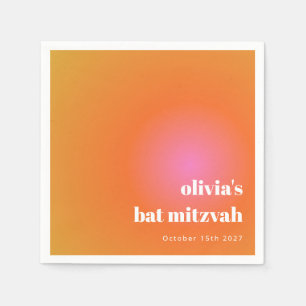 Retro Orange Gradient Unique Bat Mitzvah Custom Napkin
