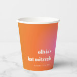 Retro Orange Gradient Unique Bat Mitzvah Custom Paper Cups<br><div class="desc">Retro Orange Pink Gradient Unique Bat Mitzvah Custom Paper Cups</div>