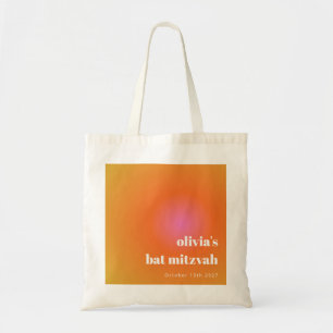 Retro Orange Gradient Unique Bat Mitzvah Custom Tote Bag