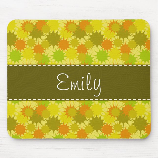 Retro Orange & Green Mouse Mat (Front)