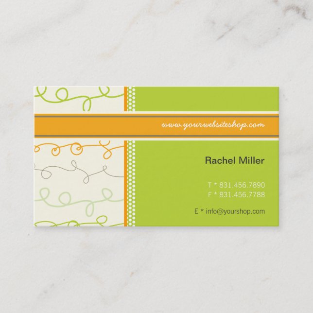 Retro Orange Green Scribbles Pattern Profile Card (Front)