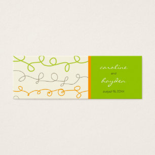 Retro Orange Green Scribbles Wedding Favour Tags