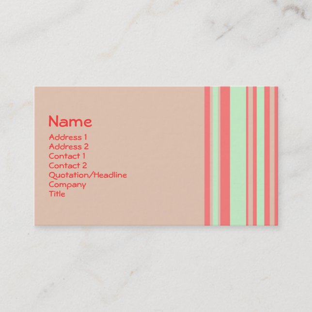 retro orange green stripes business card (Front)