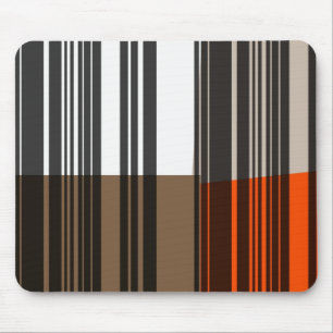 Retro Orange, Grey, Brown, Black Abstract Art Mouse Mat