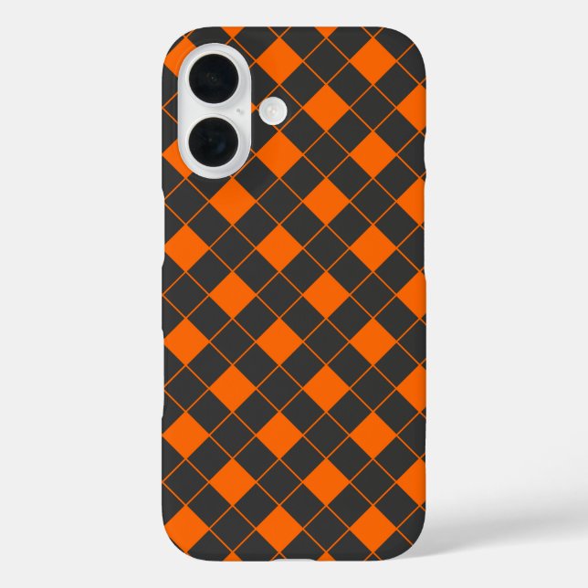 Retro Orange Grey Japan Geometric Chequered Patter Case-Mate iPhone Case (Back)