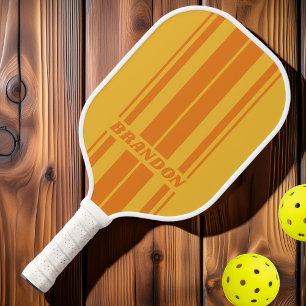 Retro Orange Groove Dual Board Stripes with Name Pickleball Paddle