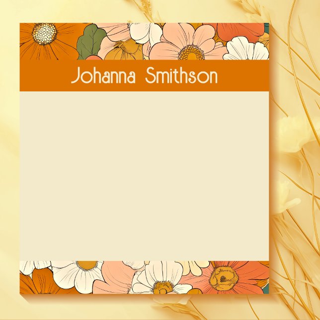 Retro Orange Groove Floral Notepad (Creator Uploaded)