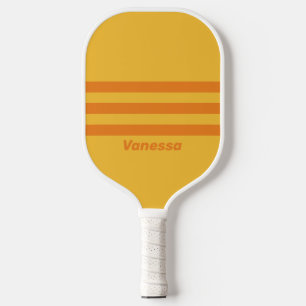 Retro Orange Groove Three Across Striping withName Pickleball Paddle