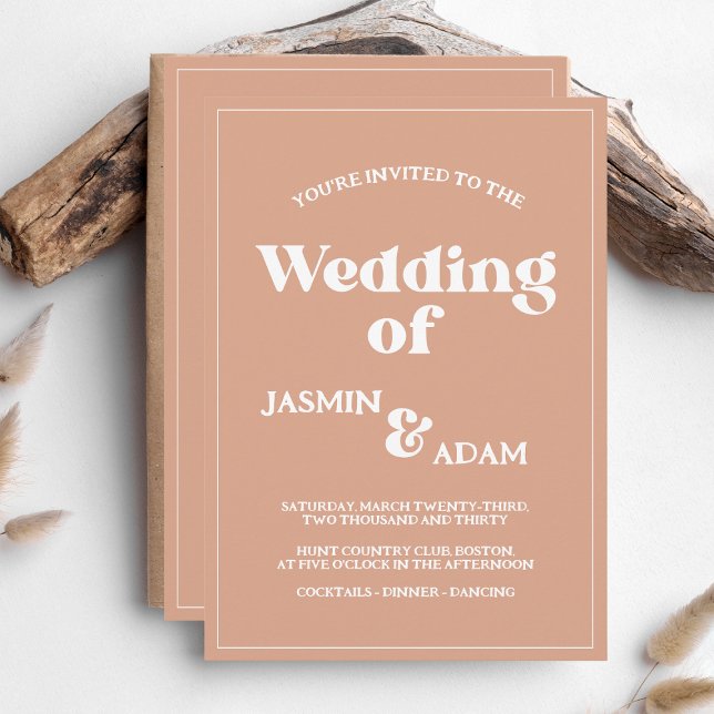 Retro Orange Groovy 70s Inspired Wedding Invitation (Creator Uploaded)