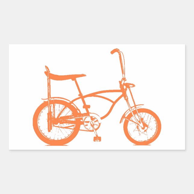 Retro Orange Krate Banana Seat Bike Rectangular Sticker (Front)