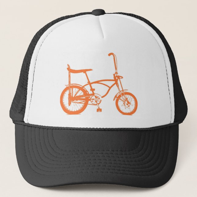 Retro Orange Krate Banana Seat Bike Trucker Hat (Front)