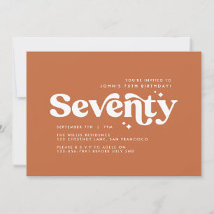 Retro orange modern minimal 70th birthday invitation