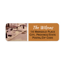 Retro Orange Modern Return Address Label