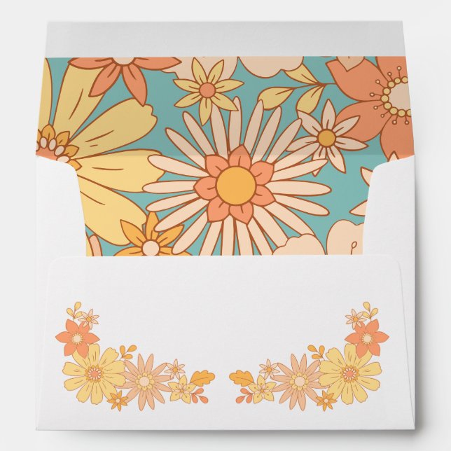 Retro Orange Peach Flora Groovy  Envelope (Back (Bottom))