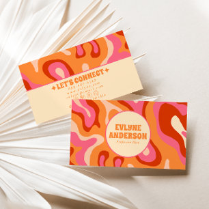 Retro Orange Pink 70s Boho Groovy Trendy Colorful Business Card