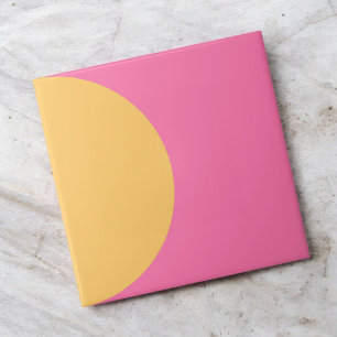 Retro Orange Pink Half Circle Mid Century Modern   Tile