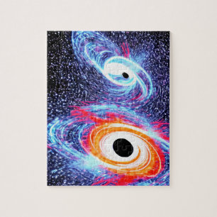 Retro Orange Red Blue Galaxy Sky Night in Space Jigsaw Puzzle