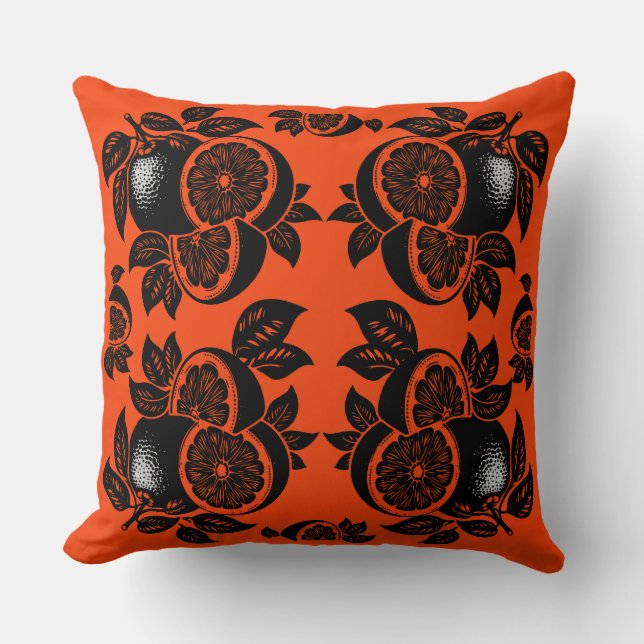 Retro Orange Slice Pattern Cushion (Front)