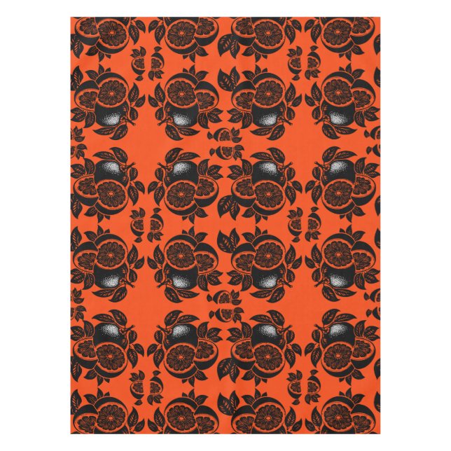 Retro Orange Slice Pattern Tablecloth (Front)